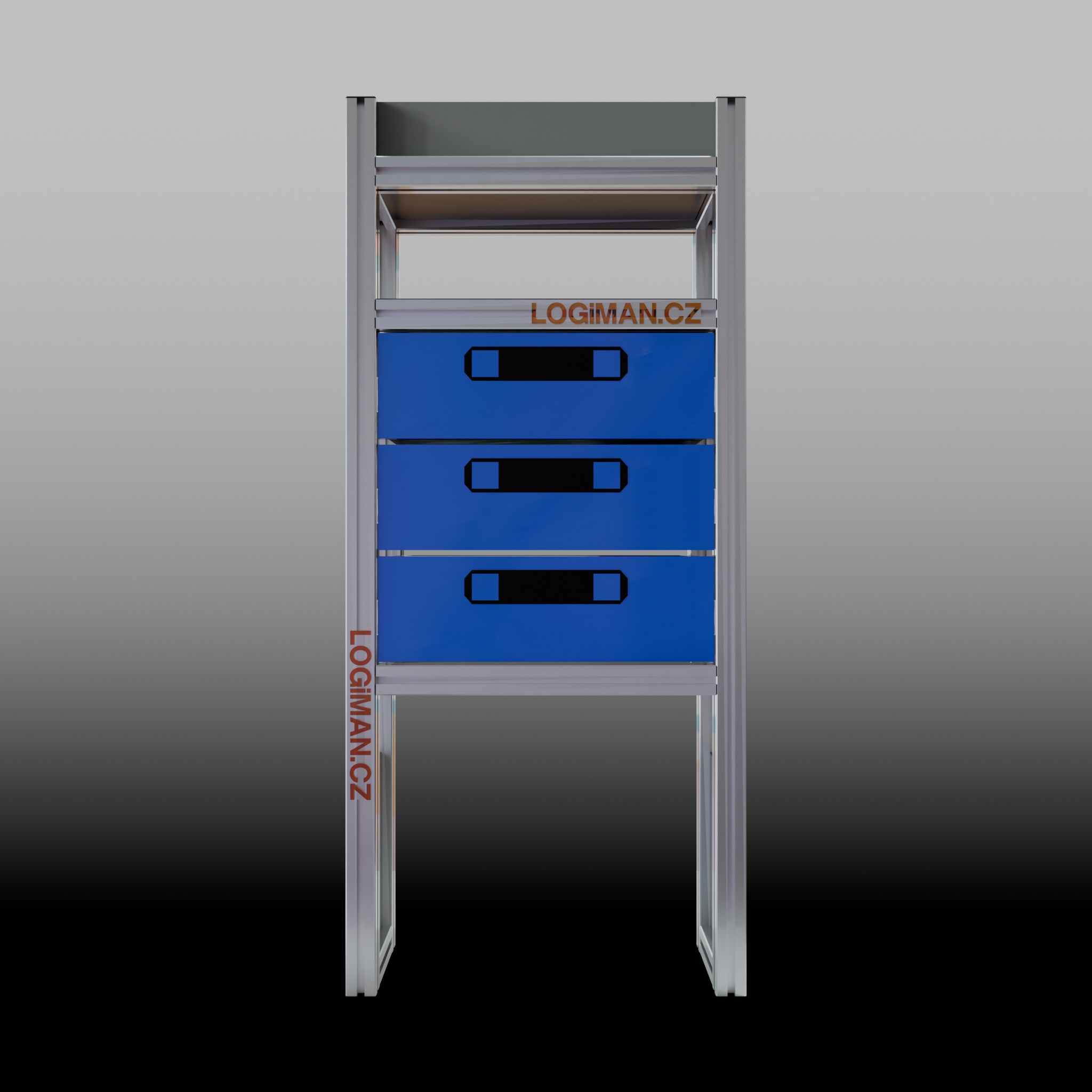 Regálová vestavba – Citroen Jumpy L1 - pohled zepředu